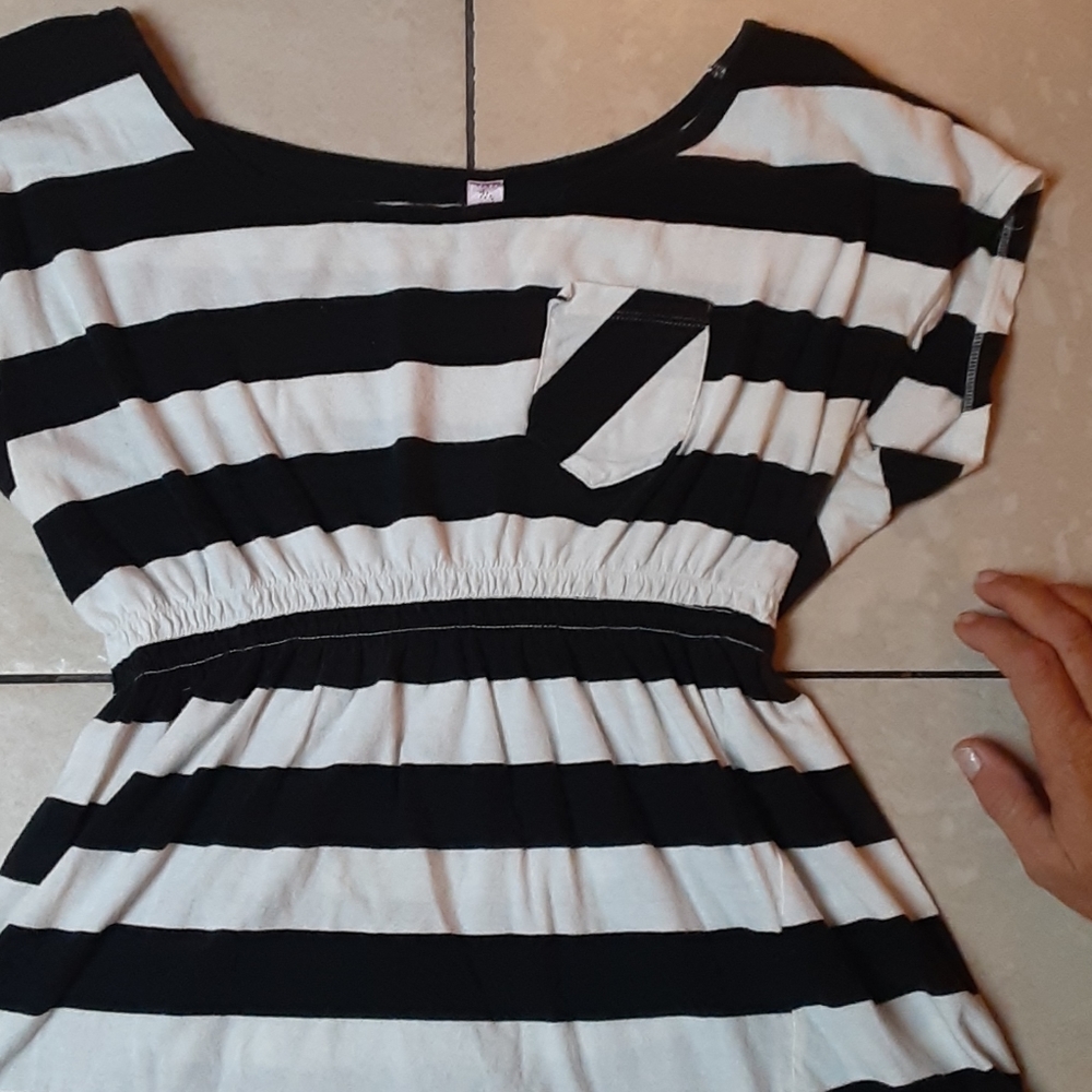Black and white baby doll blouse